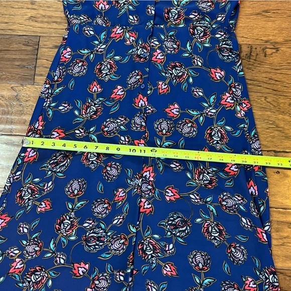 Express Maxi Dress Women's Small Blue Floral Long Roll Tab Sleeves Button Front - Picture 16 of 16